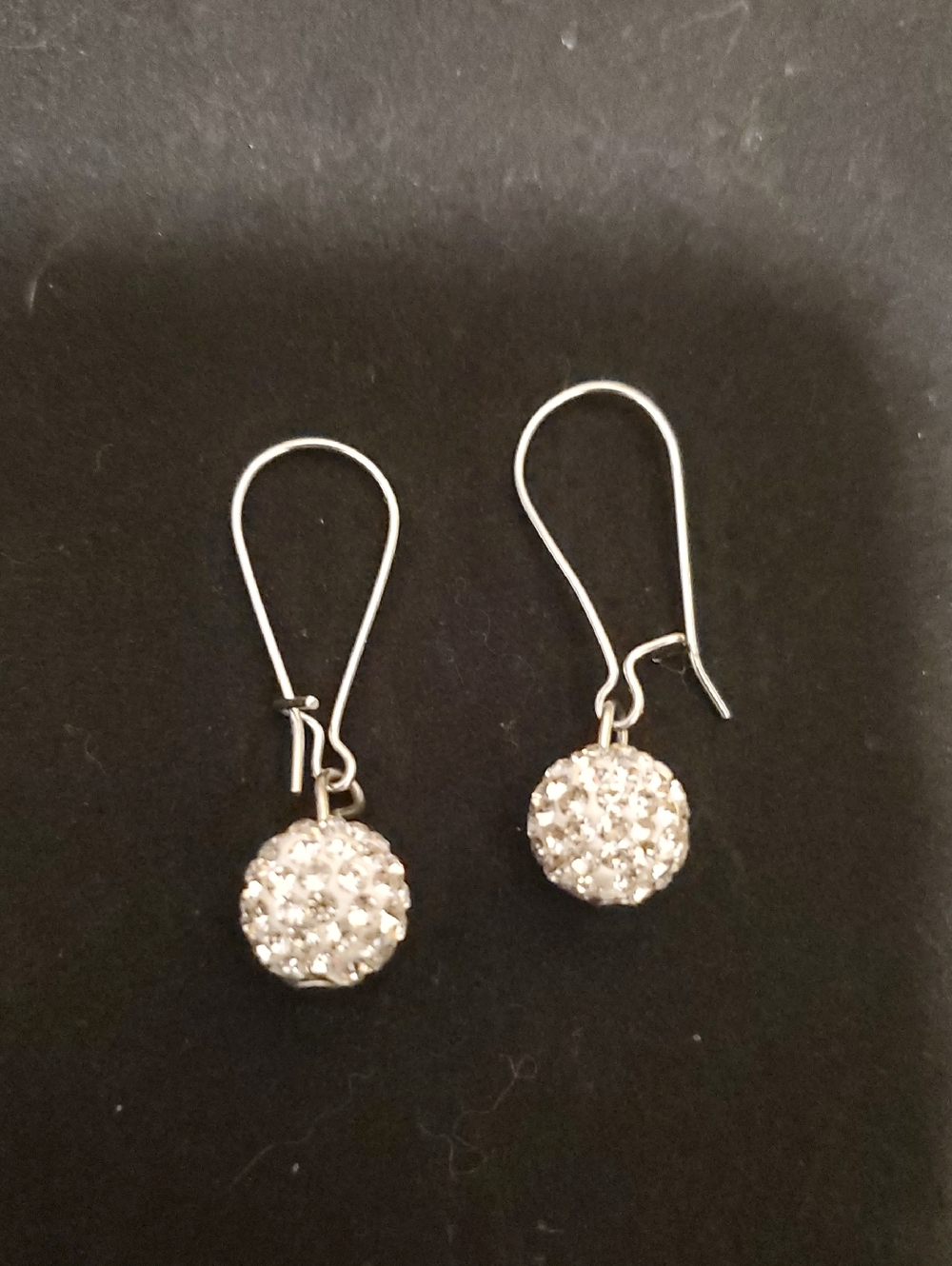 Clear Crystal Baubles on Silver Shepherds Hook Earrings